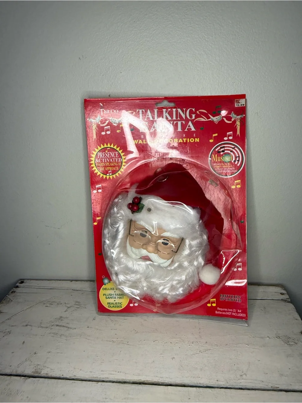 NIP Vintage Telco Santa Claus Head Wall Door Christmas Music Hanging decor